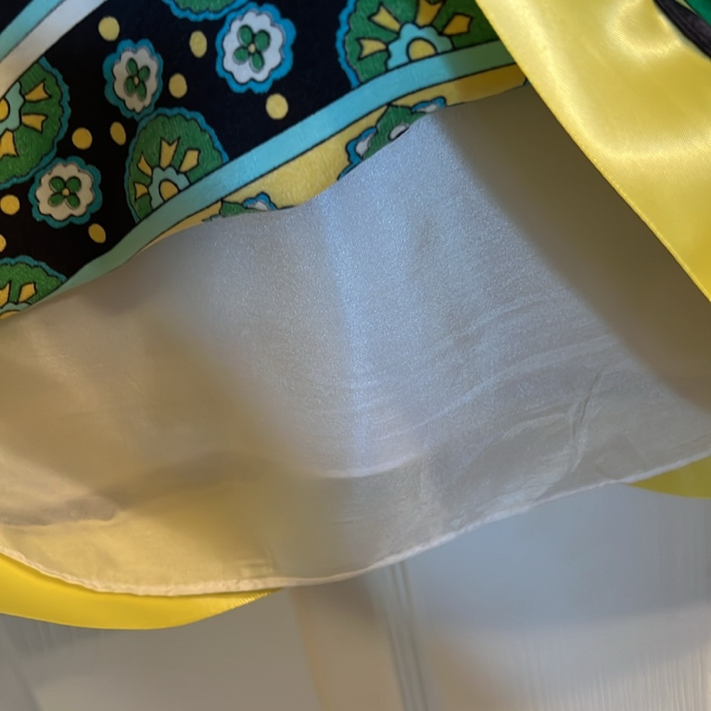Alice & Trixie Blue, Green, Yellow &  White 100% Silk Dress XSmall - Picture 4 of 4